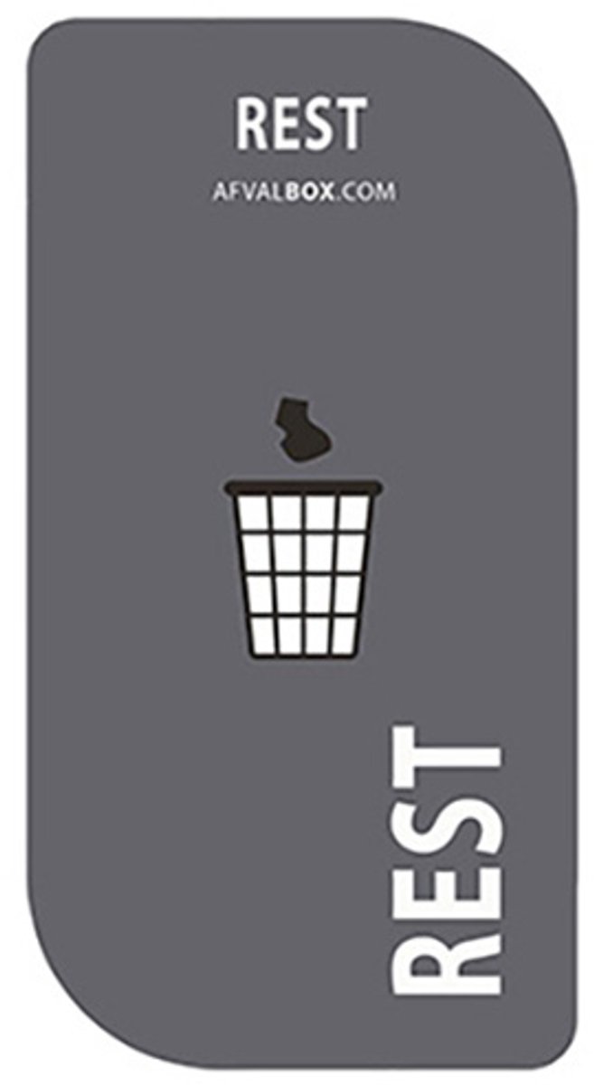 Stickers - Afvalstickers - Stickers afvalscheiding - Afvalscheidingsstickers - per stuk afm.: 10x20 cm - restafval - vuilnisbak sticker - afvalbak sticker - container stickers - materiaal gelamineerd papier