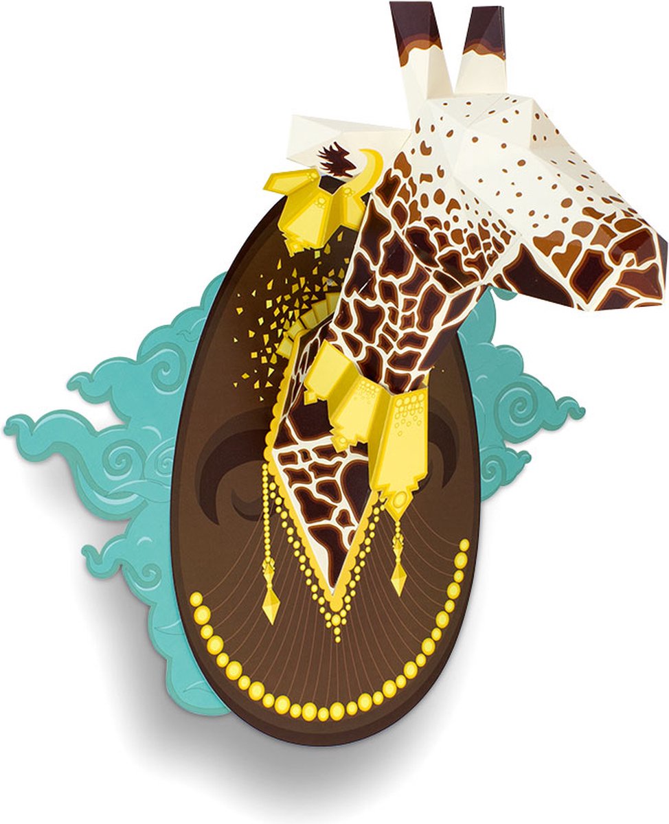 Giraffe wandtrofee- 3D papieren origami model - doe-het-zelf - Knutselwerkjes - Kinder- en babykamerdecoratie - Muurdecoratie