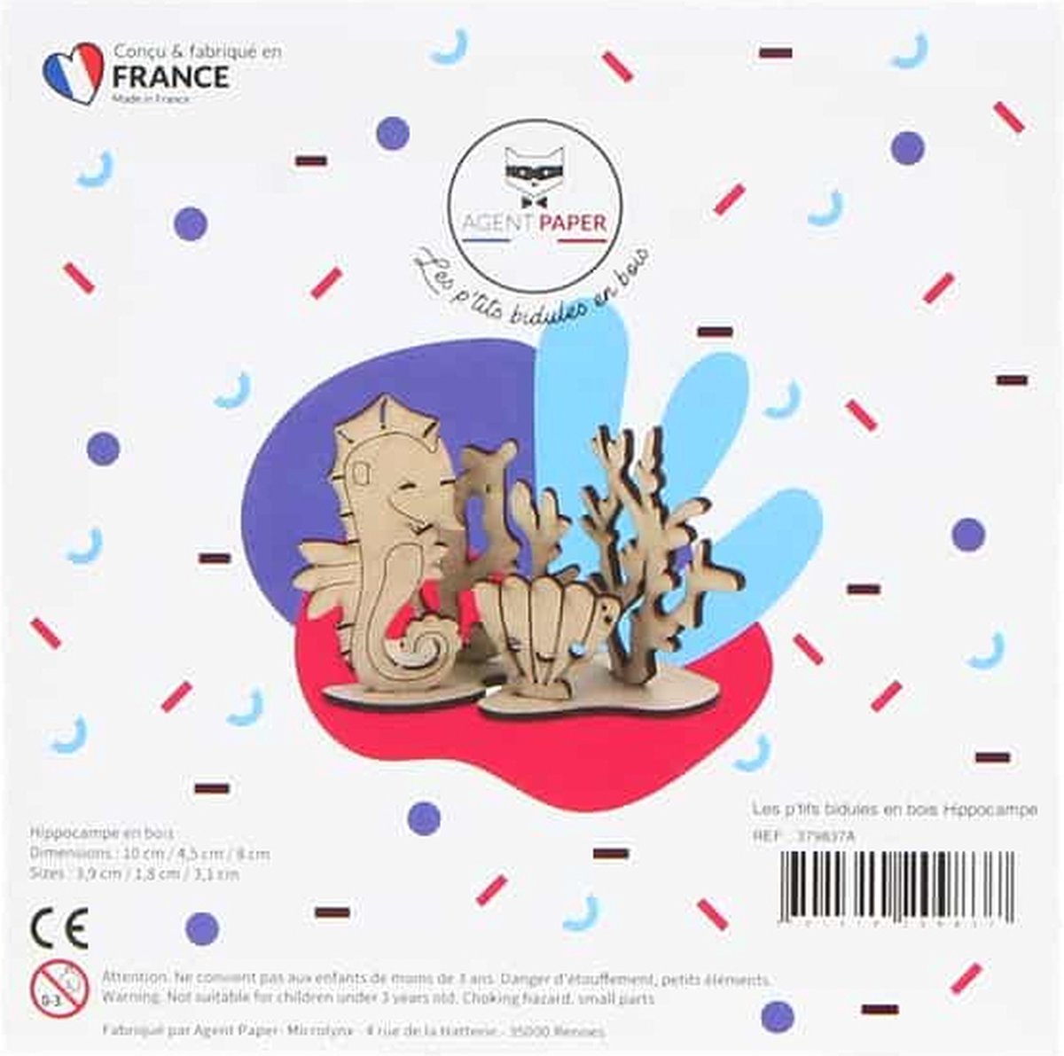 Houten zeepaardje - 3D houtmodellen -Zet-zelf-in elkaar - Babykamer decoratie - kamer decoratie - kinderknutselwerken