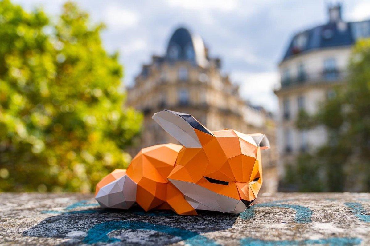 Slapend vosje - 3D Origami - Super schattig! - Zet zelf in elkaar - Kinder- en baby kamerdecoratie