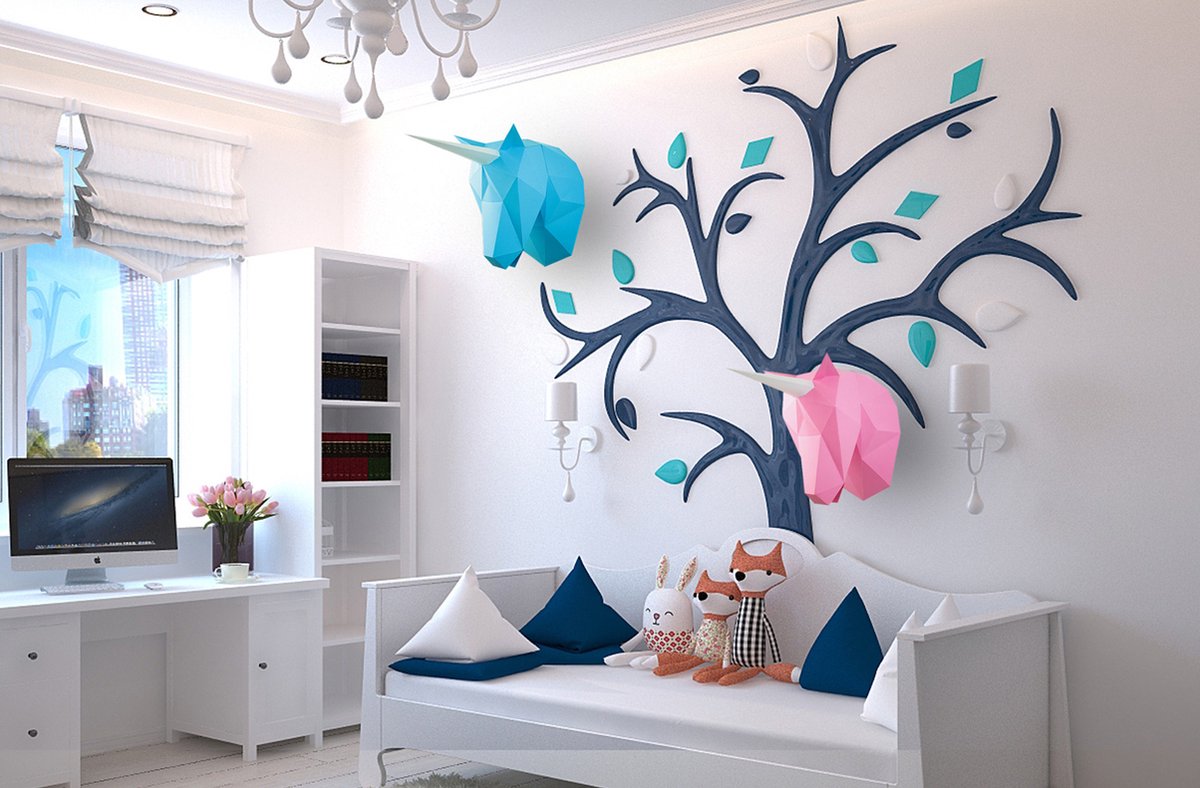 Unicorn/eenhoorn trofee Roze - 3D Origami - Levens echt! - Zet zelf in elkaar - Kinderkamerdecoratie - Meisje en Jongens - Knutselen voor kinderen