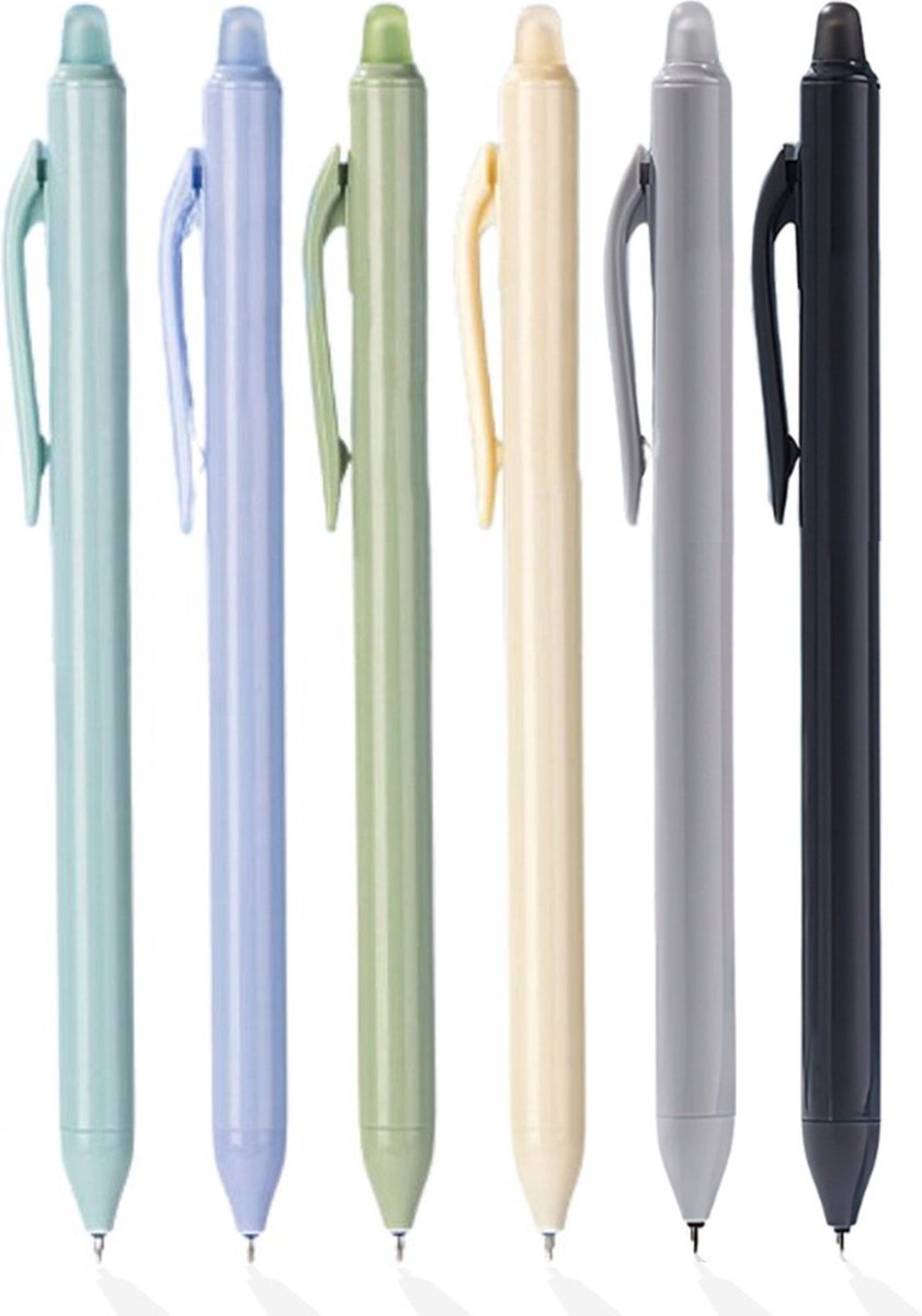 Ainy - Monochrome Uitwisbare Pen - set van 6 uitgumbare pennen voor in je etui - stijlvol balpen / balpennen voor college en werkomgeving