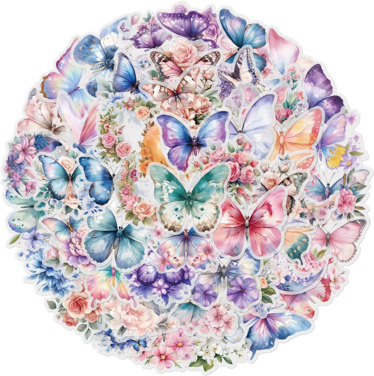 Ainy Betoverende Vlinder PET Stickers 50 stuks voor bullet journal, fotoalbum, laptop, telefoon, waterfles en zelfs als muursticker of geschenksticker. Beloningsstickers / knutselen stickervellen voor kinderen en volwassenen