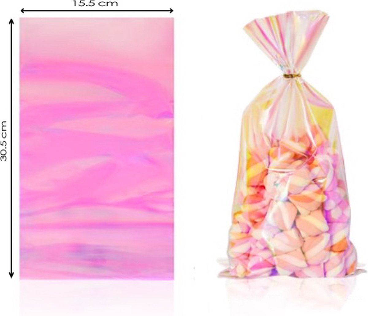 Ainy Iriserend Uitdeelzakjes 10 stuks - 15.5x30.5cm transparent cellofaanzakjes - cadeauzakjes geschikt als traktatie, uitdeelcadeautjes en snoepzakje cadeauverpakkingen bij kinderfeestje