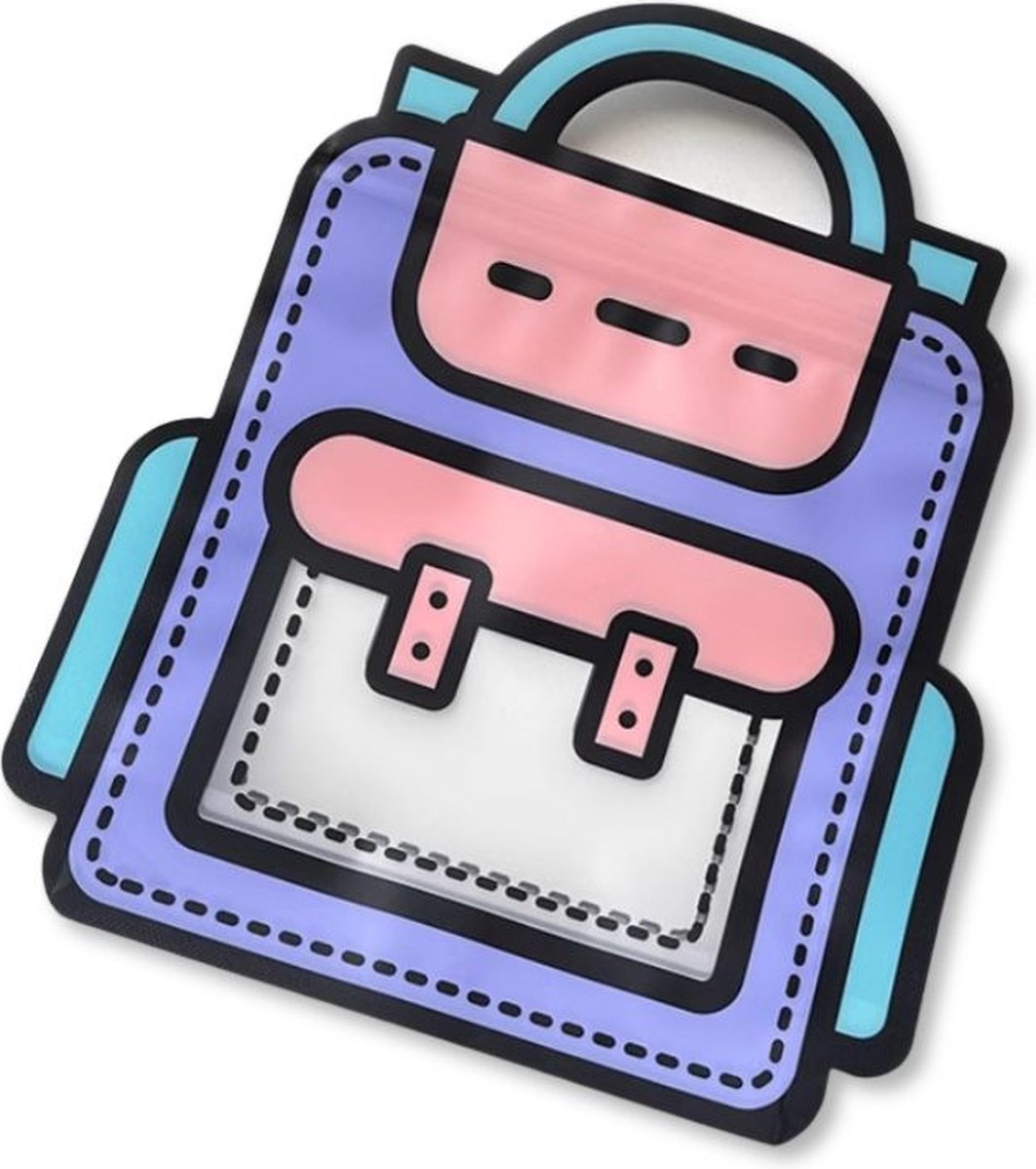 Ainy Schattige Uitdeelzakjes Paarse Schooltas 10 stuks - 24x28cm grote semi transparent cadeauzakjes - hersluitbare zakjes met ziplock geschikt als traktatie, uitdeelcadeautjes en snoepzakje cadeauverpakkingen bij kinderfeestje
