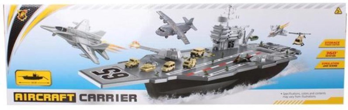 vliegdekschip groot met auto en straaljagers +- 86 cm lang