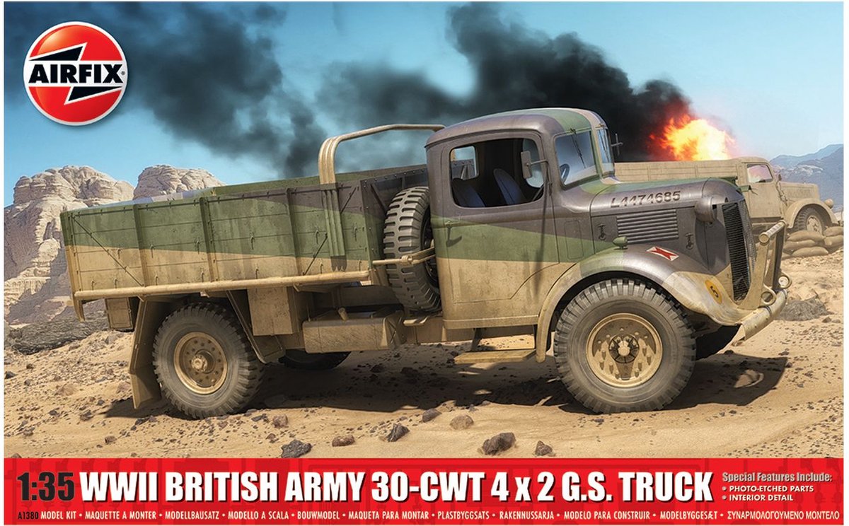 Airfix Modelbouwpakket Militaire voertuigen - 1380 WWII British Army 30-Cwt 4x2 GS Truck Plastic - 1:35 -