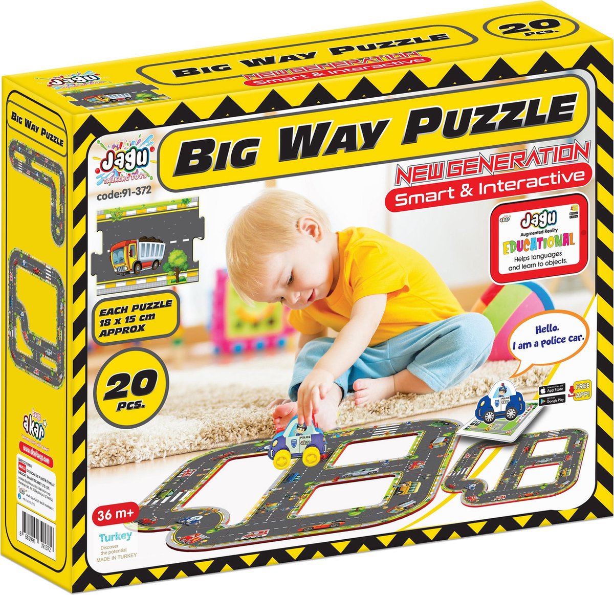 Akar Toys - Big Way - Puzzel / XXL Puzzel / Speelmat / Speelgoed / Met GRATIS App - 20st