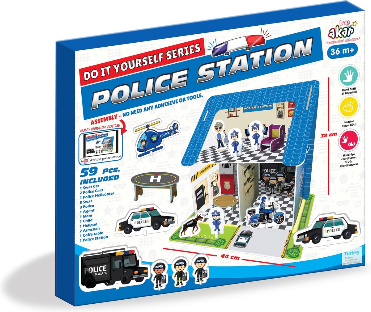 Akar Toys - Police Station - Puzzel / 3D Puzzel / 3D Puzzel Kinderen / Speelgoed - 59st