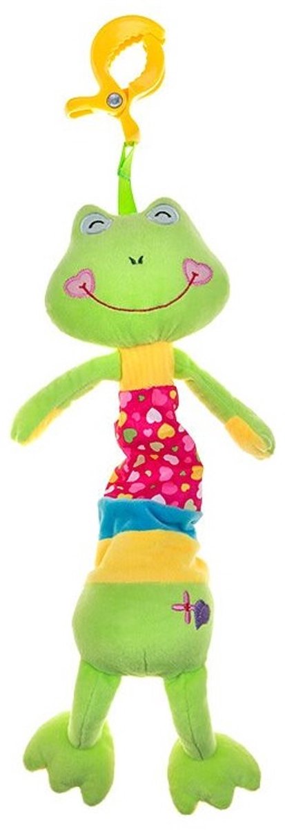 Akuku pluche mascotte met een muziekdoos en een clip- 0m+ Kikker