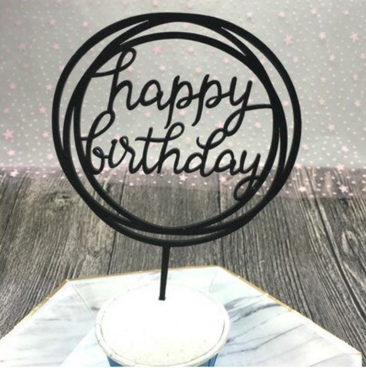 caketopper -cake topper -taart topper -happy birthday topper -zwarte taarttopper -zwarte taart topper - verjaardag topper-- Verjaardag Cake Topper Bling Sparkle- Decoratie Teken Gelukkige Verjaardag- Cake Topper Meisje Verjaardag Dessert Decor