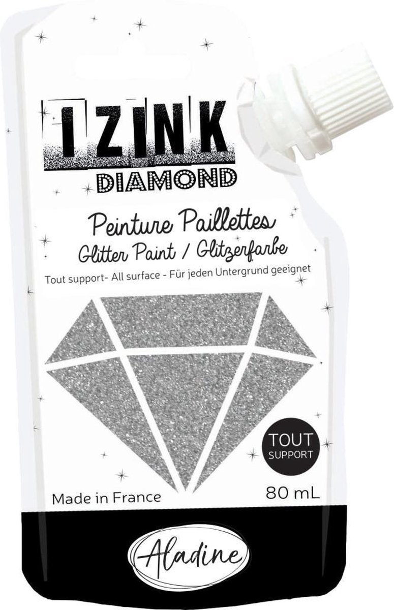 Aladine Izink Diamond glitter paint, silver