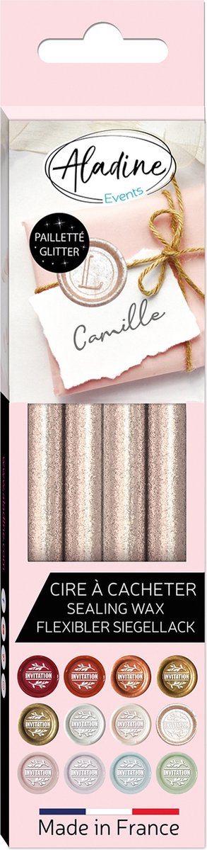 Aladine zegelwas set - glitter parelmoer wax sticks 4 stuks.
