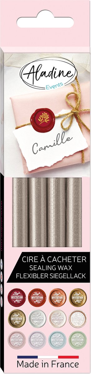 Aladine zegelwas sticks set - 4 stuks taupe voor creatieve projecten.
