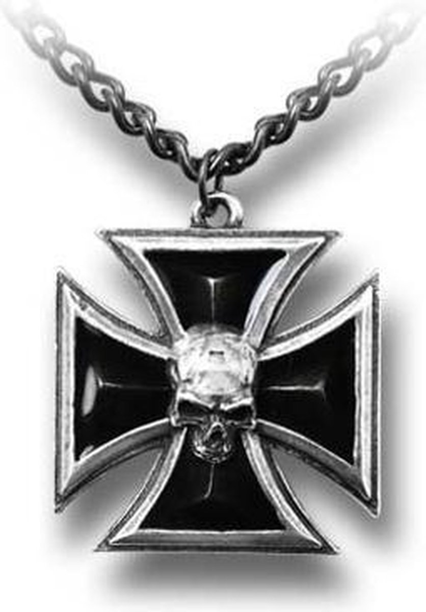 Alchemy Gothic Ketting BLACK KNIGHTS CROSS Zilverkleurig/Zwart