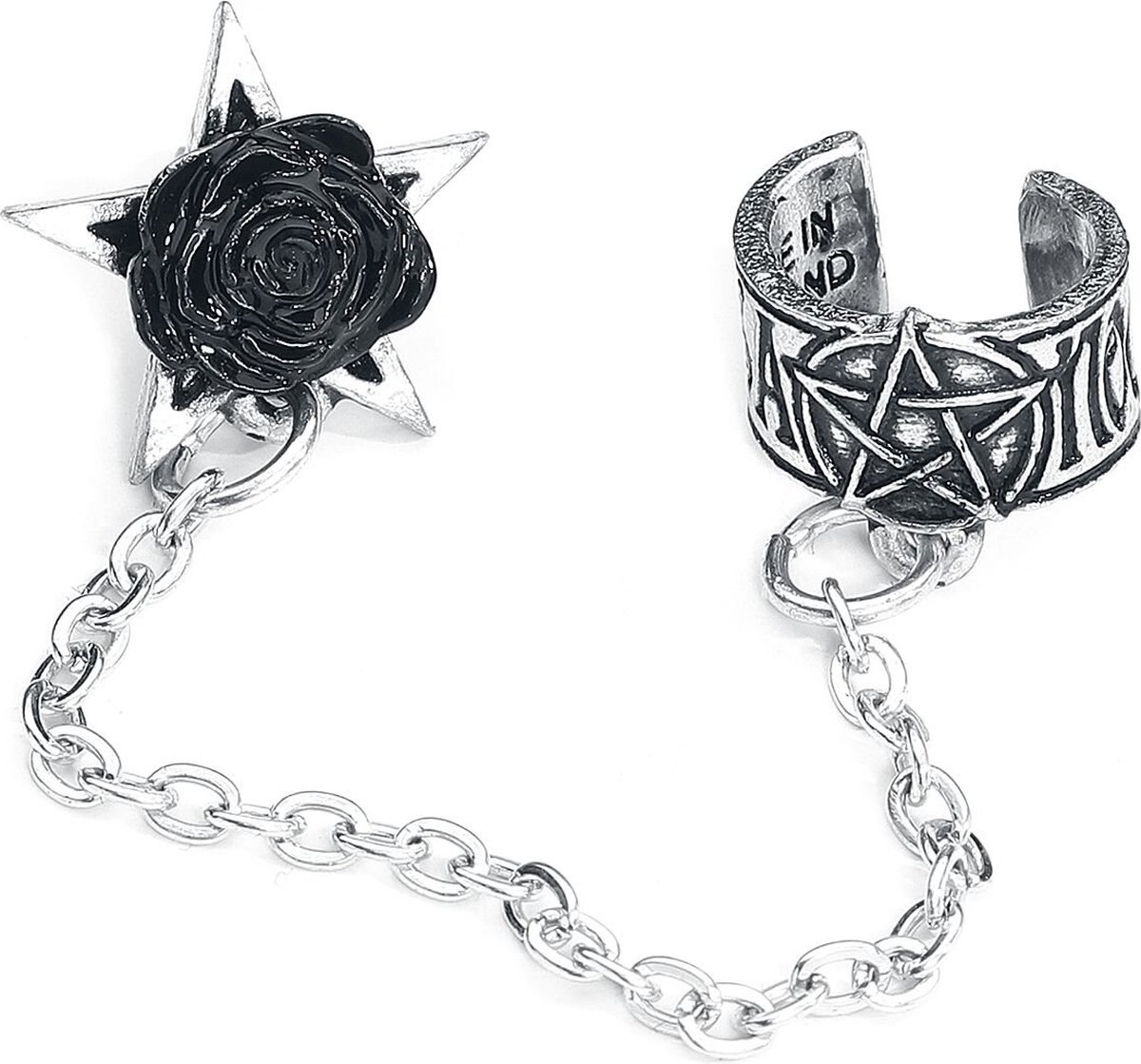 Alchemy Gothic Oorbellen ROSA NOCTA Zilverkleurig/Zwart