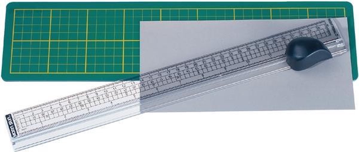 Snijmat Alco met mes en liniaal 380x100mm groen