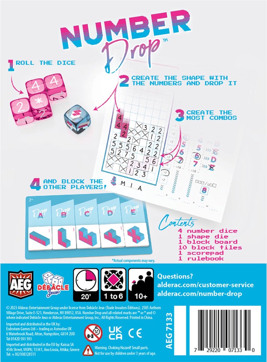 Number Drop - Dobbel Spel - Engelstalige Versie - Alderac Entertainment Group