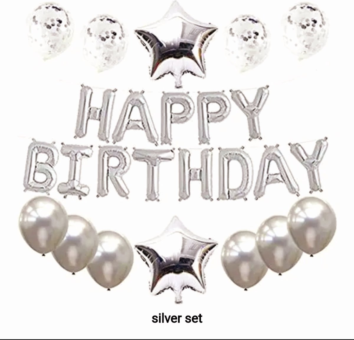 Happy Birthday Ballonnen Set/ Zilver/ 14 Delig/ Gelukkige Verjaardag/ Party Decoratie Set/ Verjaardag Versiering Pakket/ Folieballon/ Verjaardagsfeestje Decoratie Set/ Luxe Complete Set/ Verjaardag/ Kinderen en Volwassenen Feestje Set…1 Pakket