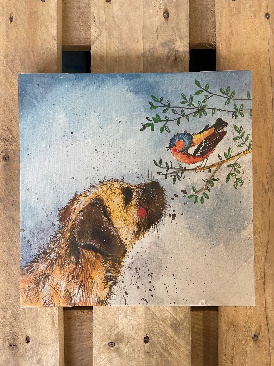 Alex Clark Canvas Oscar Medium - Canvas doek Hond en vogel