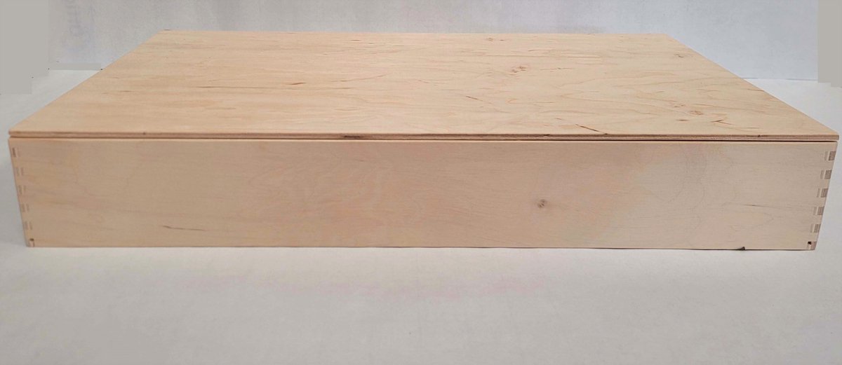   houten speelbak opbergkist met deksel multikleur 50x30x7 cm.