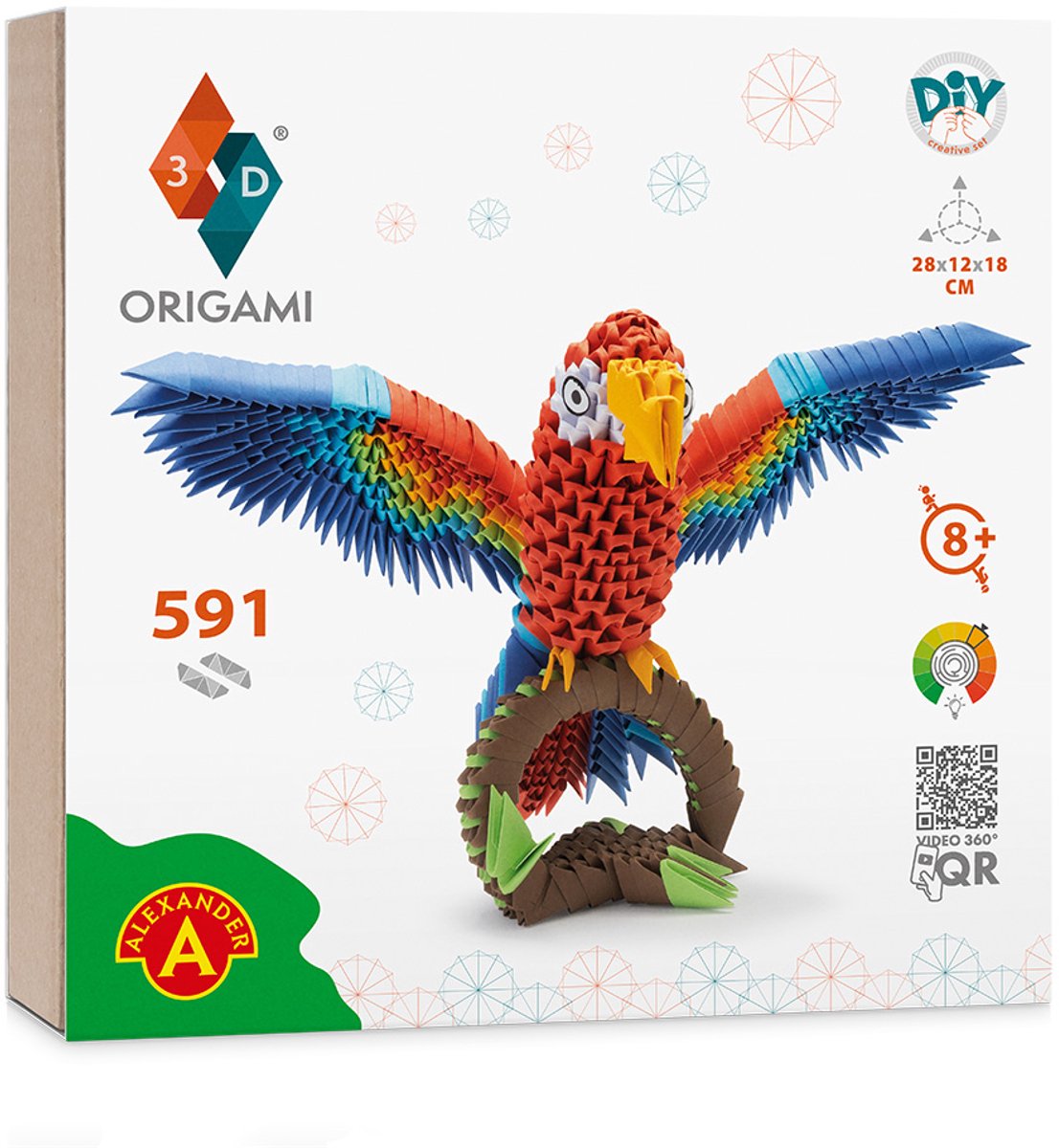 3D Model Origami Papegaai- Papier