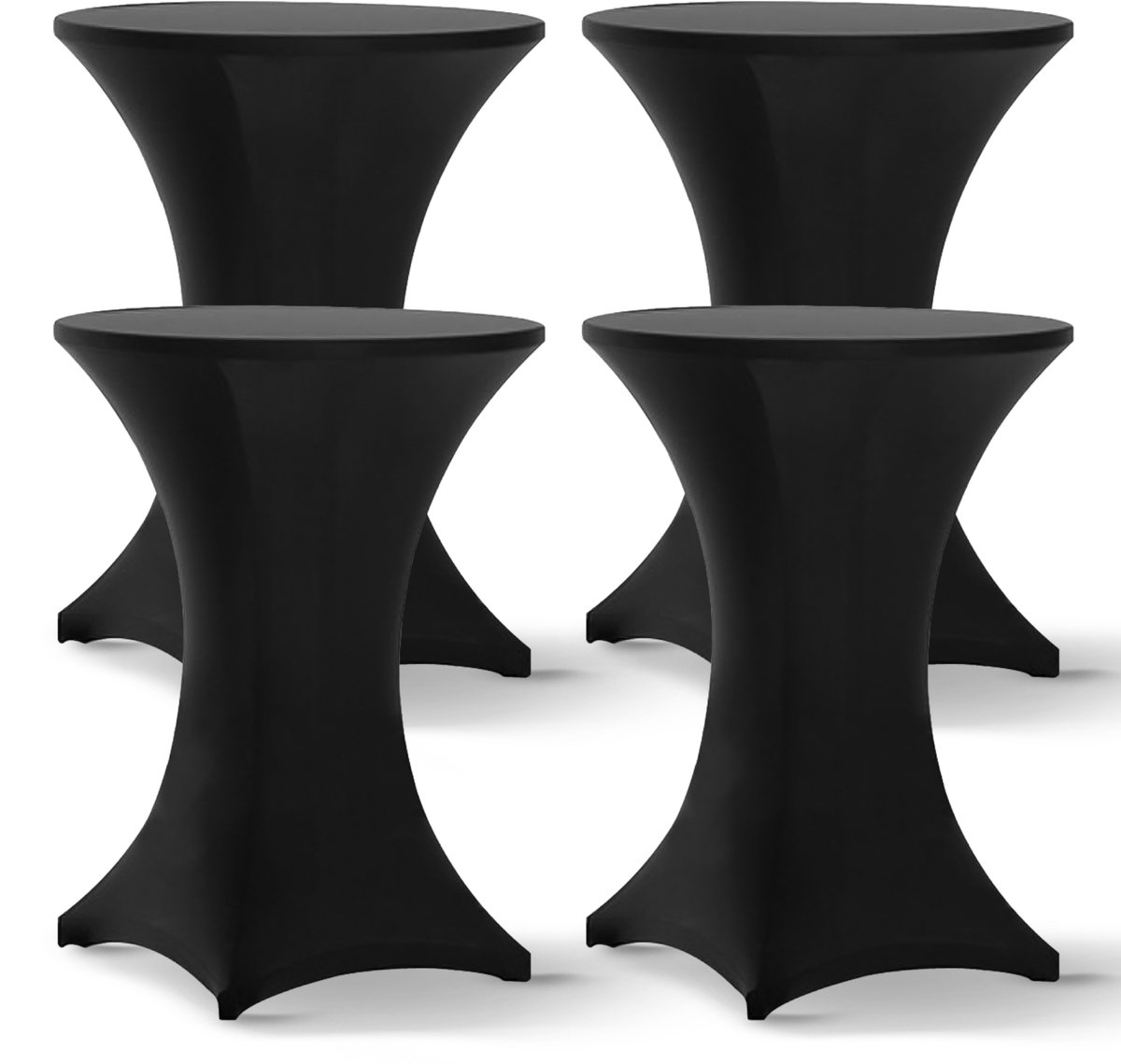 Alfa Lifestyle 4x Luxe Statafelrok - ∅80-85x110 cm - Kreukvrij, Extra Dik & Sterk - Stretch Statafelhoes - Kerst Feest Statafel Partytafel Tafelrok - Zwart