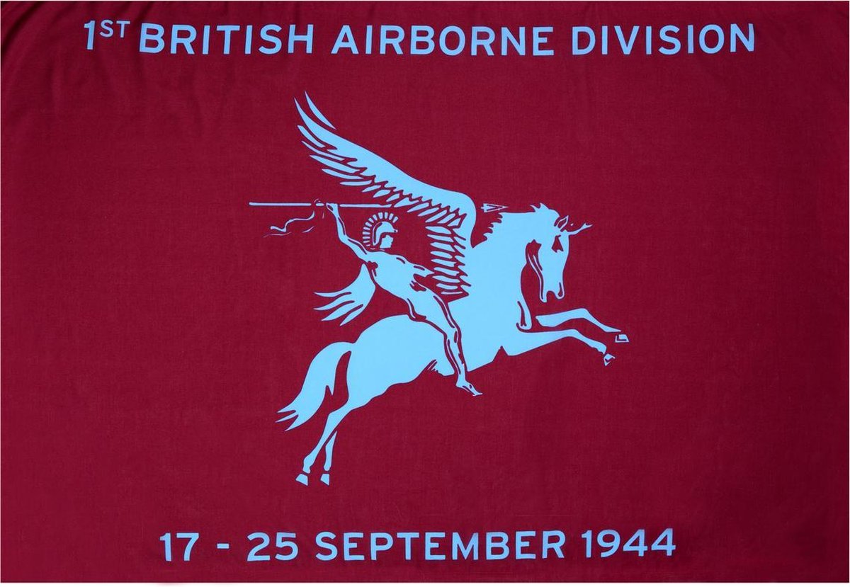 Airborne vlag met tekst: 1st British Airborne Division 17-25 september 1944 100 x 150cm