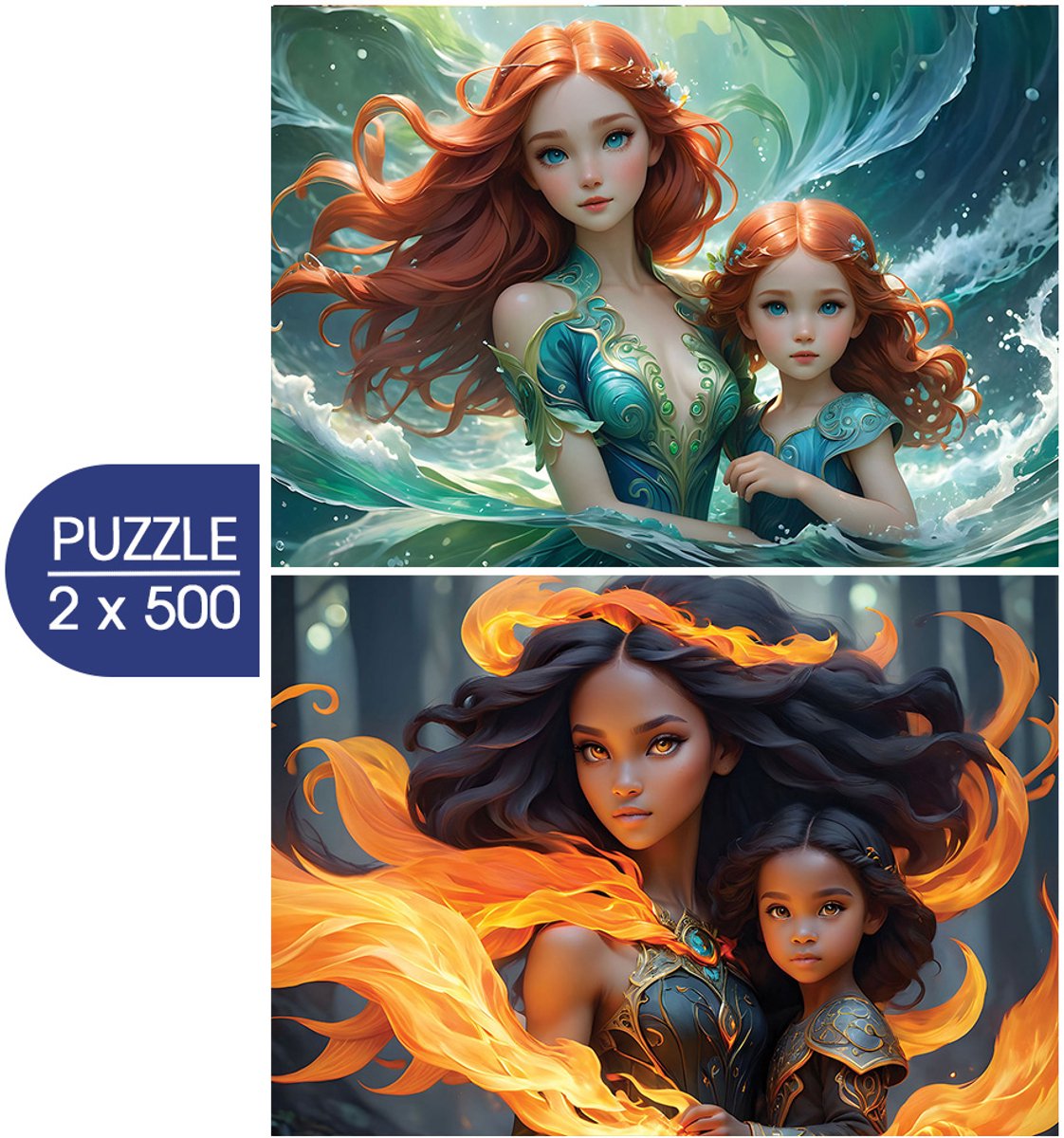 Alipson Puzzle legpuzzel 2-in-1 LEau et le Feu moeder en dochter 2500 stukjes.