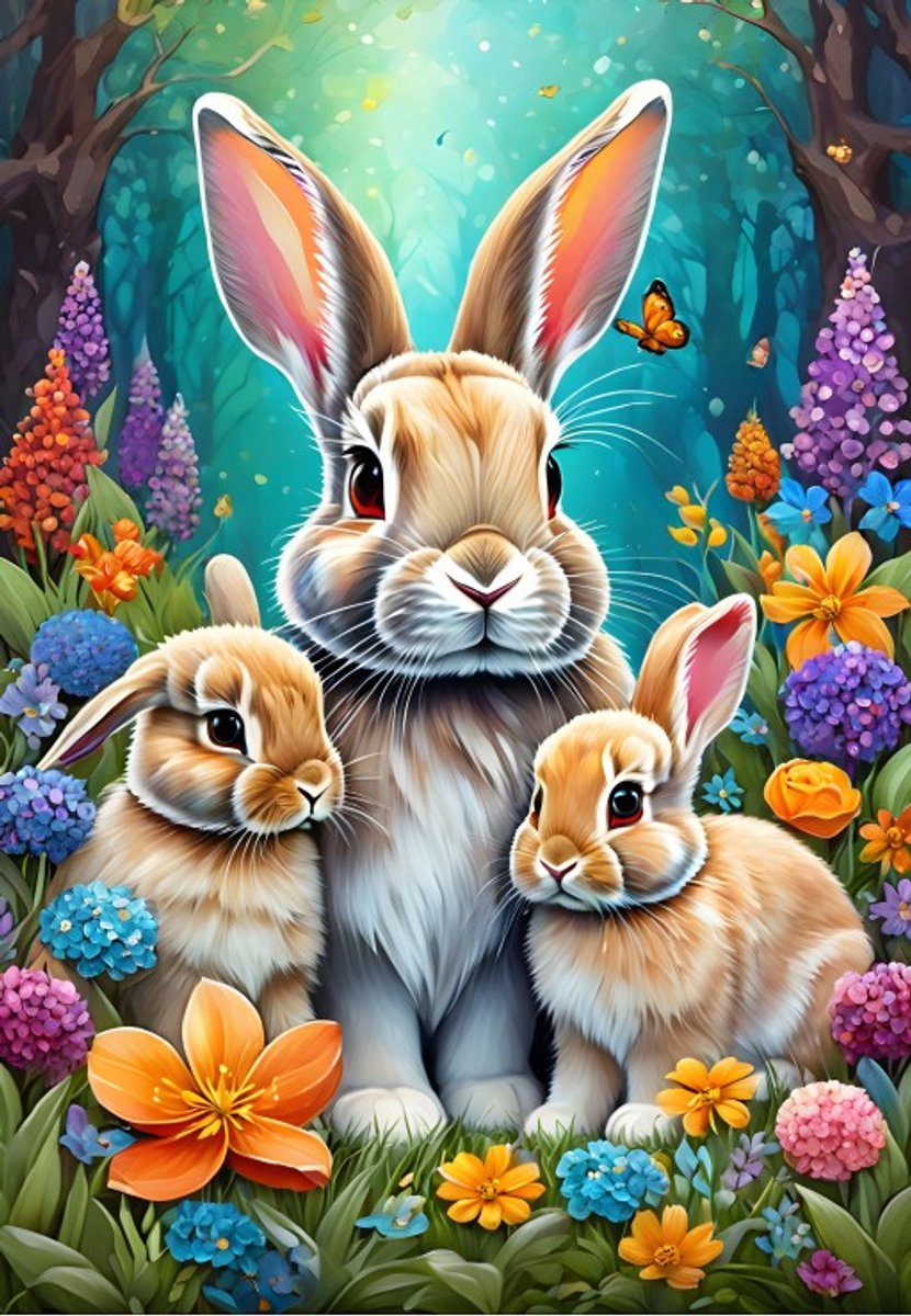 Alipson Puzzle legpuzzel Spring Bunnies 1000 stukjes multicolor.