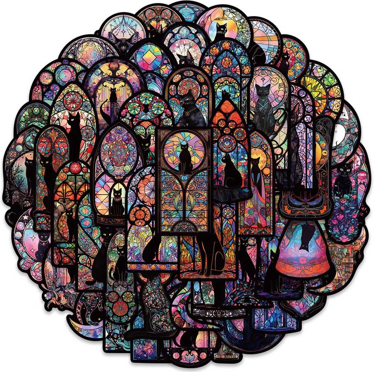 Gotische kat Stickers 50 Stuks - Luxe Stickers - Skateboard Stikers - sticker voor laptop - Laptop Stickers - Stickers Kinderen - Stickers Volwassenen - Stickervellen - Plakstickers - Stickers Koffers - sticker voor koffer - Bullet Journal