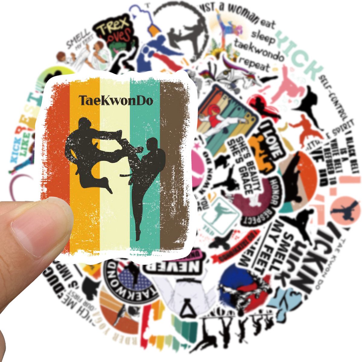 Taekwondo Stickers 50 Stuks - Luxe Stickers - Skateboard Stikers - Laptop Stickers - Stickers Kinderen - Stickers Volwassenen - Stickervellen - Plakstickers - Stickers Koffers - Bullet Journal