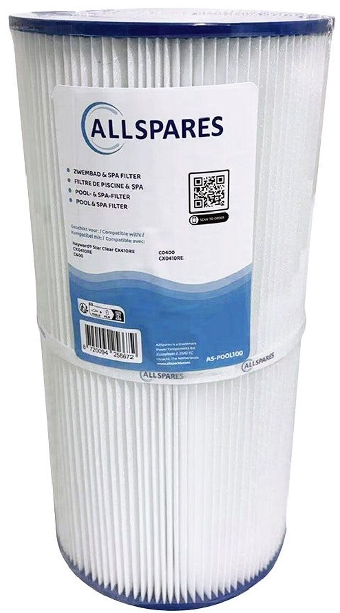 AllSpares Waterfilter voor Zwembaden geschikt voor Hayward Star Clear CX410RE / CX0410RE / C400 / C0400 (Ø178x360mm)