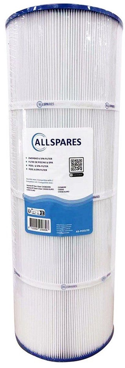 AllSpares Waterfilter voor Zwembaden geschikt voor Hayward Swim Clear CX580XRE / CX580RE / C3020 / C3025 / C3030 (Ø178x498mm)