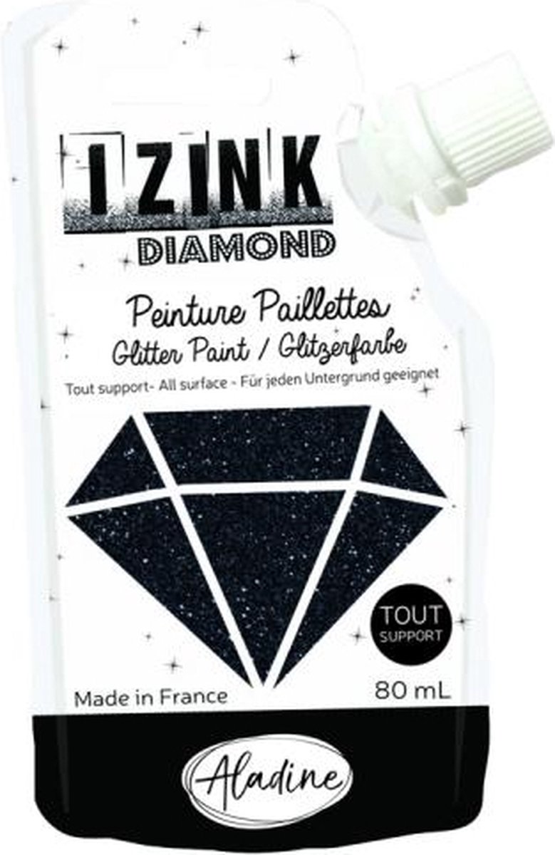 IZINK Diamond glitterverf/pasta - 80 ml, zwart