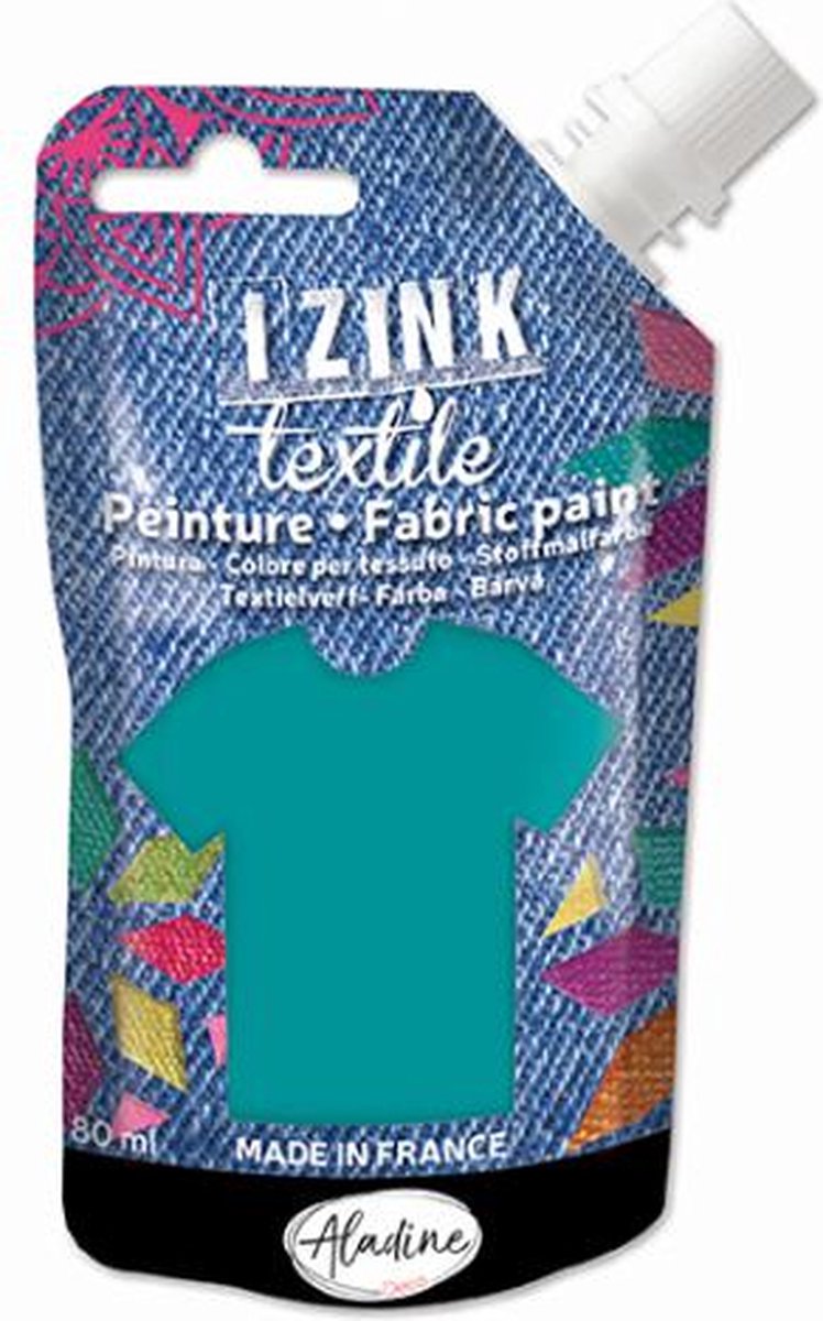 IZINK FABRIC PAINT TEXTILE BLEU VERT SOIE 50 ML