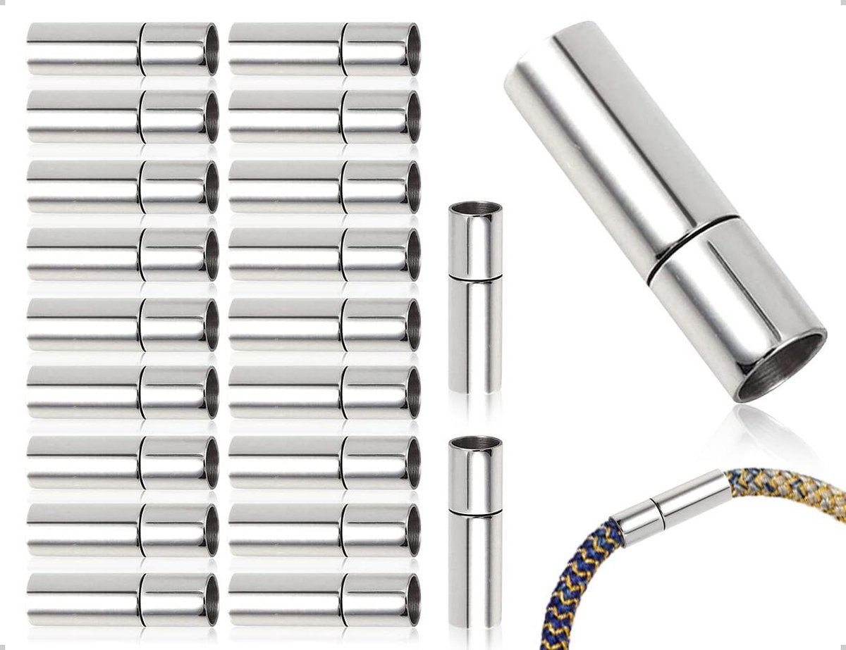 Allecto Plus - 20 stuks eindstukken voor koord kettingen - zilver - paracord-sluitingen - sieraden maken