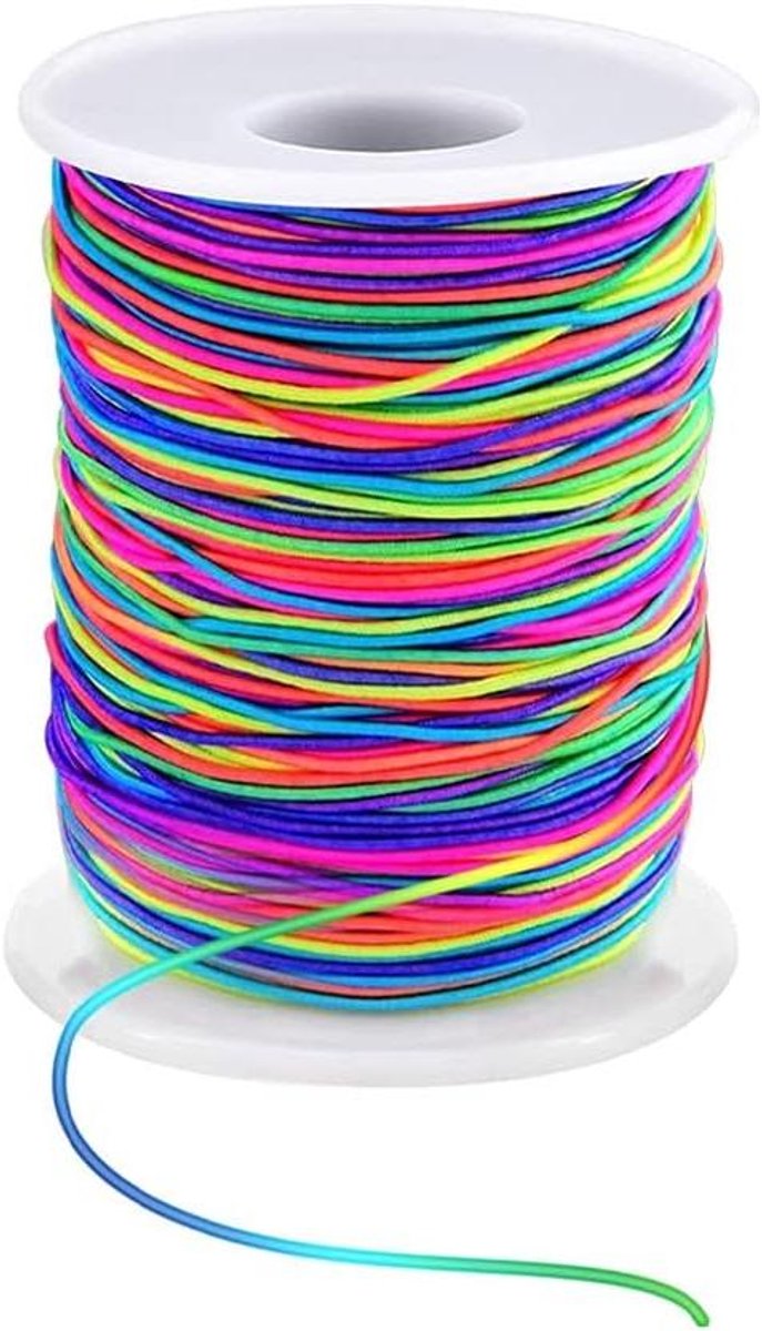 Allecto Plus - Elastische draad voor rekbare armbanden met kralen - regenboogkleurig - 1mm