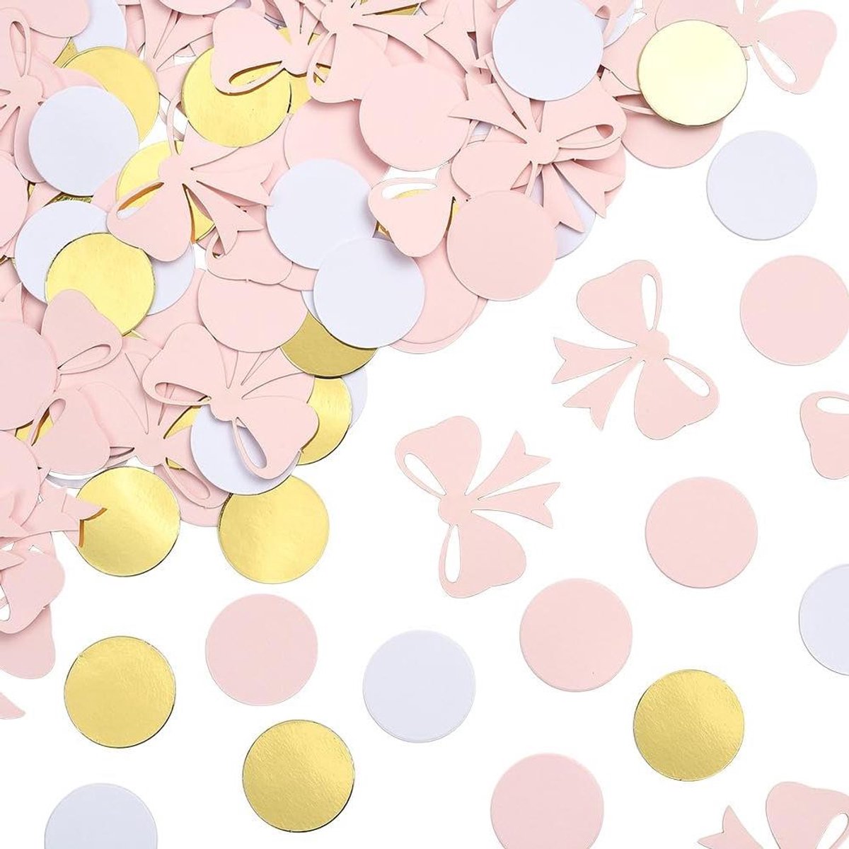 Allecto Plus - Roze Boog Confetti - Decoraties voor Feest - Tafel Confetti - Goud Wit - Strooi voor Bruiloft - 60G - Bulk - Ronde Glitter - Party Benodigdheden