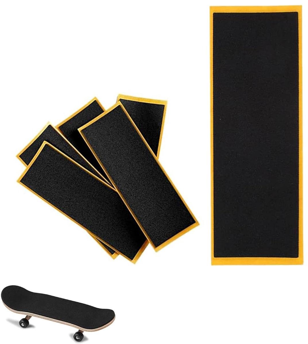 Allecto Plus - Zwarte skateboard grip tape set van 6 stuks voor vingerboard doe-het-zelf projecten - Antislip schuurpapier - Vingerskate accessoires