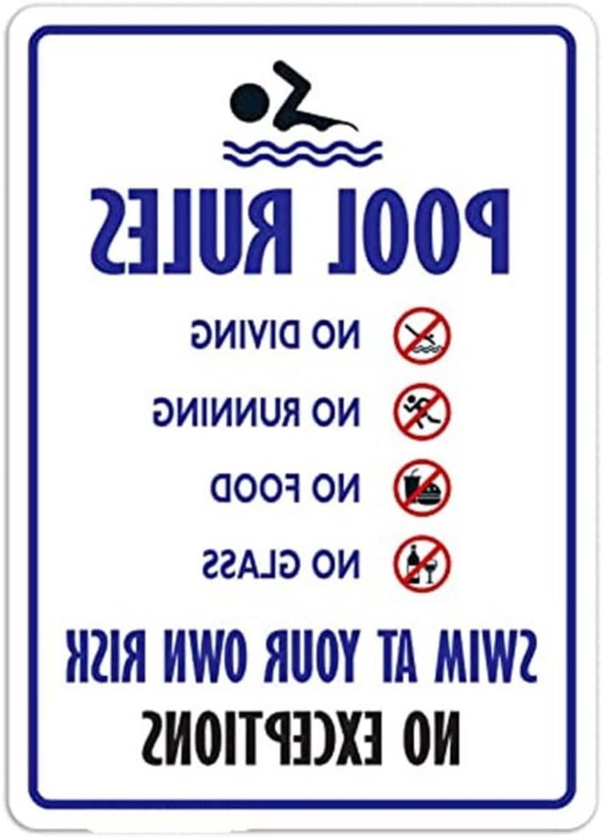 Allecto Plus - Zwembad Regels Bord 20 x 30 cm voor Outdoor Decoratie met Voorgeboorde Gaten