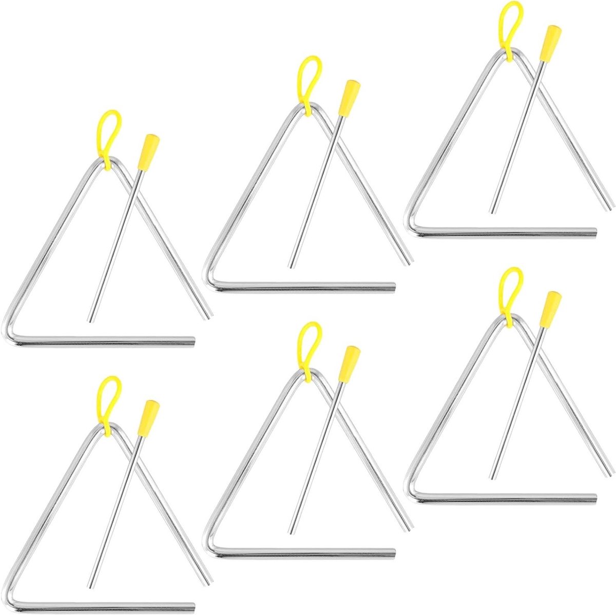 Allecto plus - 6-delige set driehoekige muziekinstrumenten met hanger - Zilverkleurig - 127 cm