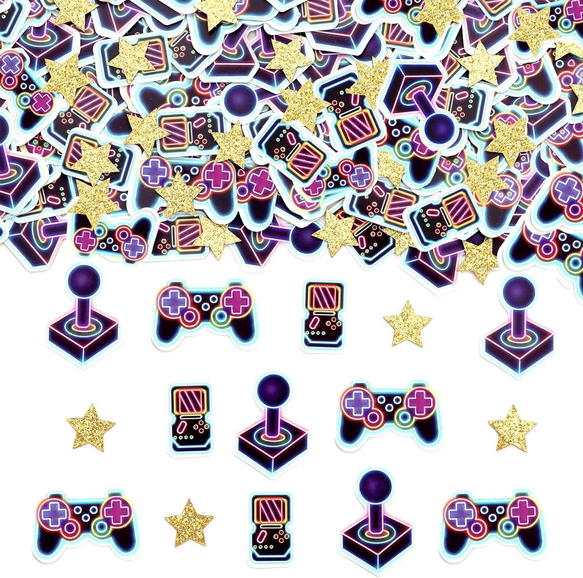 Allecto plus -   Spel Thema voor Jongens Verjaardagsfeestje - Neon Video Game Decor Scatter Papier - Nachtelijk Feest Spelviering