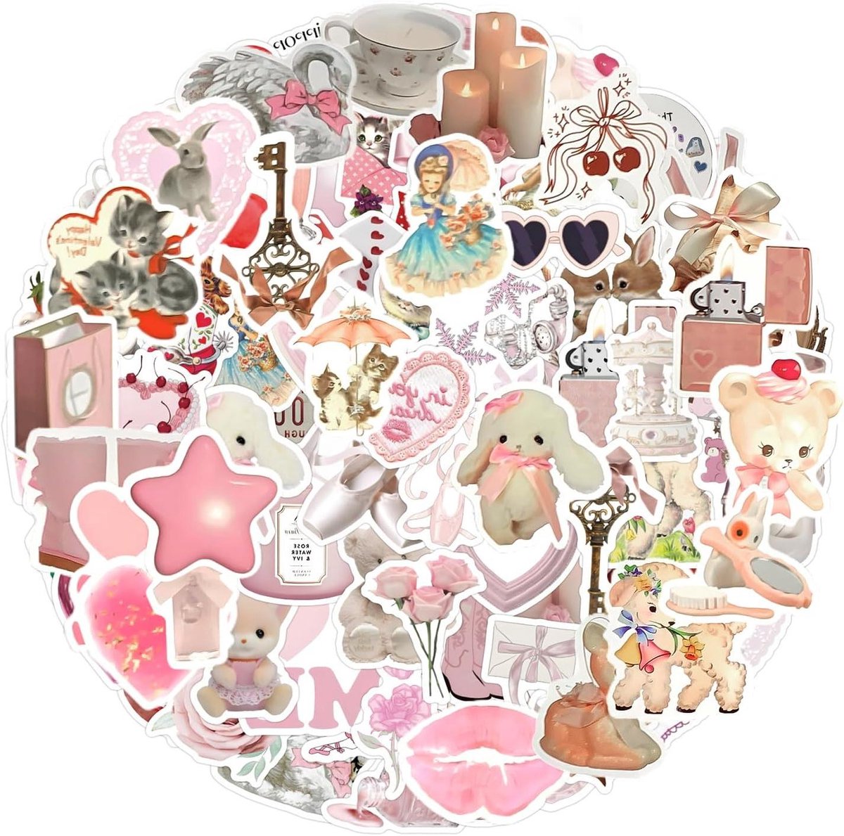 Allecto plus - Esthetische Stickers - Set van 120 stickers - Waterdicht en schattig - Boekachtige en grappige ontwerpen - Voor laptop, waterflessen, scrapbooking
