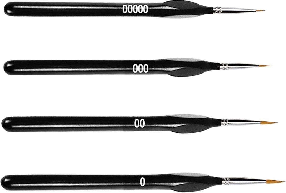 Allecto plus - Fijne detailkwastenset voor schilderen op nummer - 4 stuks - Kunstenaarspenselen voor detailschilderen - Penseelset voor acryl, aquarel en olieverfschilderij - Modelleermodellen, nagelkunst en gezichtsbeschildering