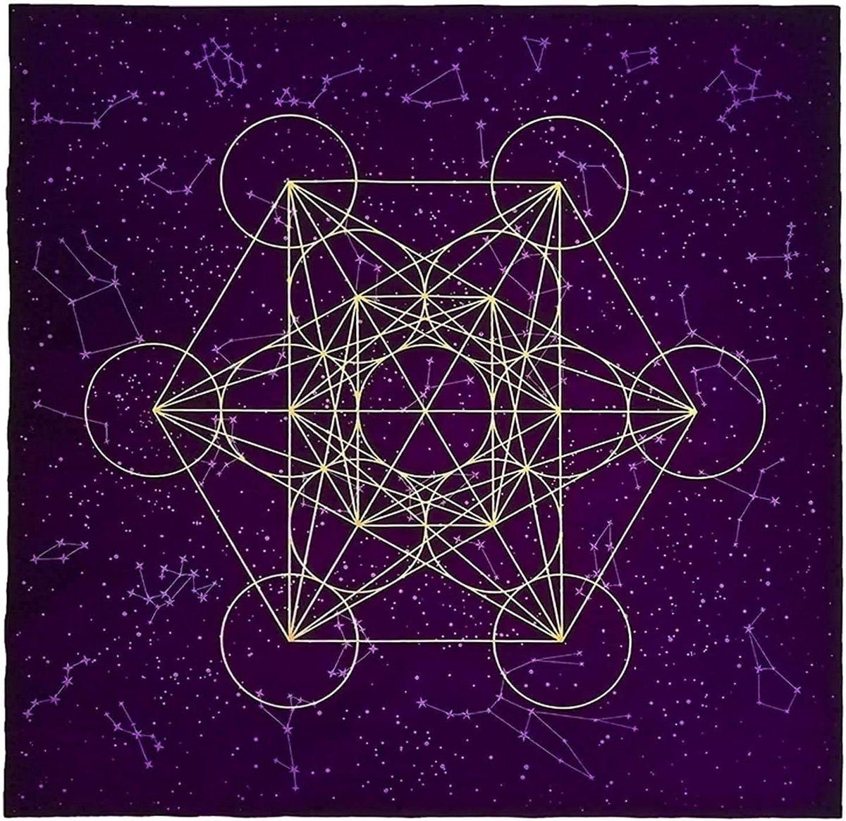 Allecto plus - Paars fluwelen Tarot kaart altaar tafelkleed met heilige geometrie en kristalrooster voor tarot liefhebbers en bruiloften (24 x 24 inch)