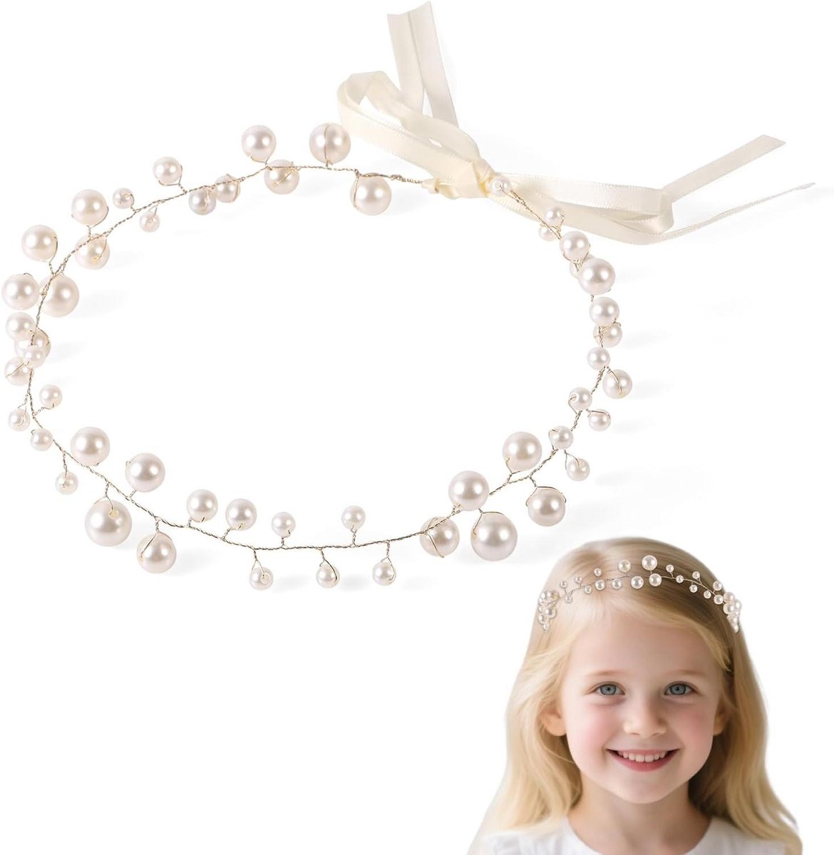 Allecto plus - Parelhoofddeksel voor Meisjes, Communie Haaraccessoires voor Verjaardagen en Bruiloften