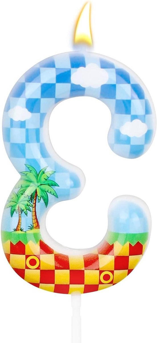 Allecto plus - Verjaardagskaars Cijferkaars Taarttopper voor Jongen Meisje - Jubileumviering (Nummer 3) - Feestdecoratie met Cartoonthema