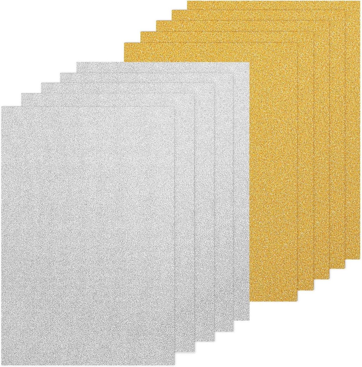 Allecto Premium - 10 Stuks Glitter Kaart Stick Papier voor Knutselmateriaal Scrapbook (Goud + Zilver)