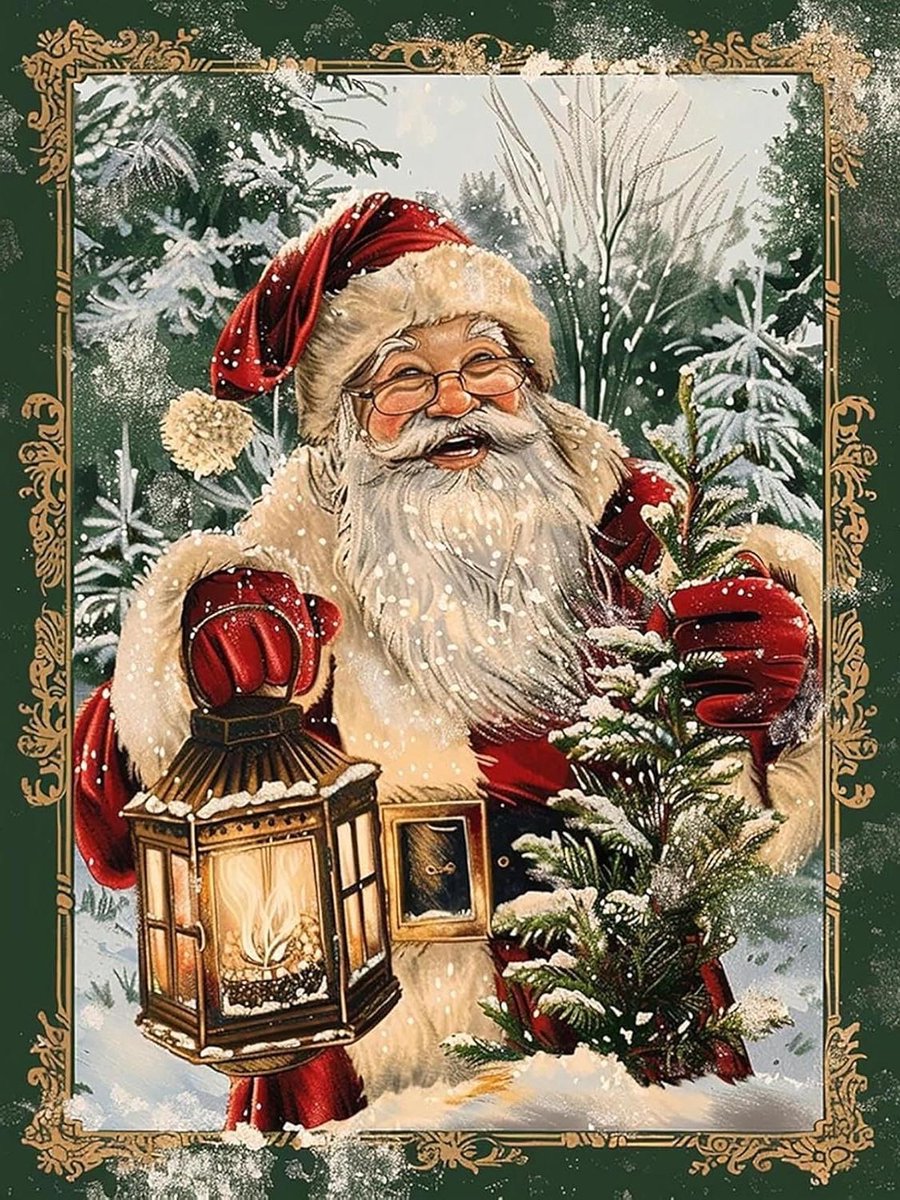 Allecto Premium - Diamond Painting Kerstman - 5D Beginners Set - Diamantschilderij - Kristallen Strass Borduurwerk - Borduurpakket - Kunst & Ambacht - Thuisdecoratie - 40x50cm